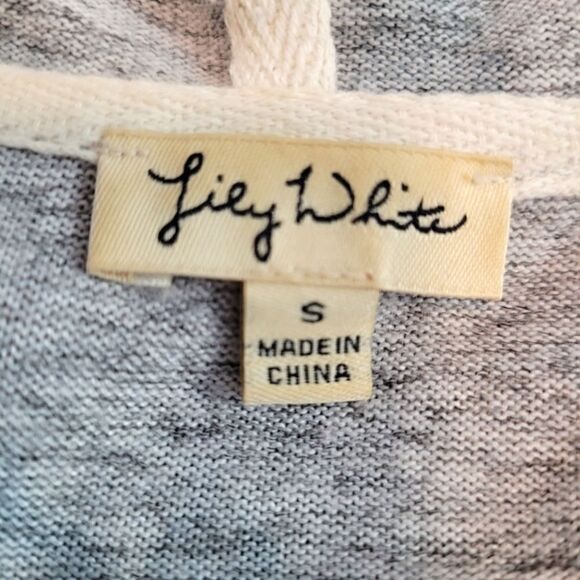 EC LILY WHITE FLORAL OPEN CARDIGAN W/ HOOD AND POCKETS SZ. S - Picture 3 of 4